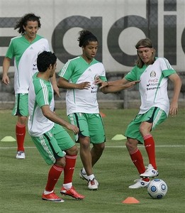 Mexico's mixed team in training - Young Dos Santos and Vela with two old mates